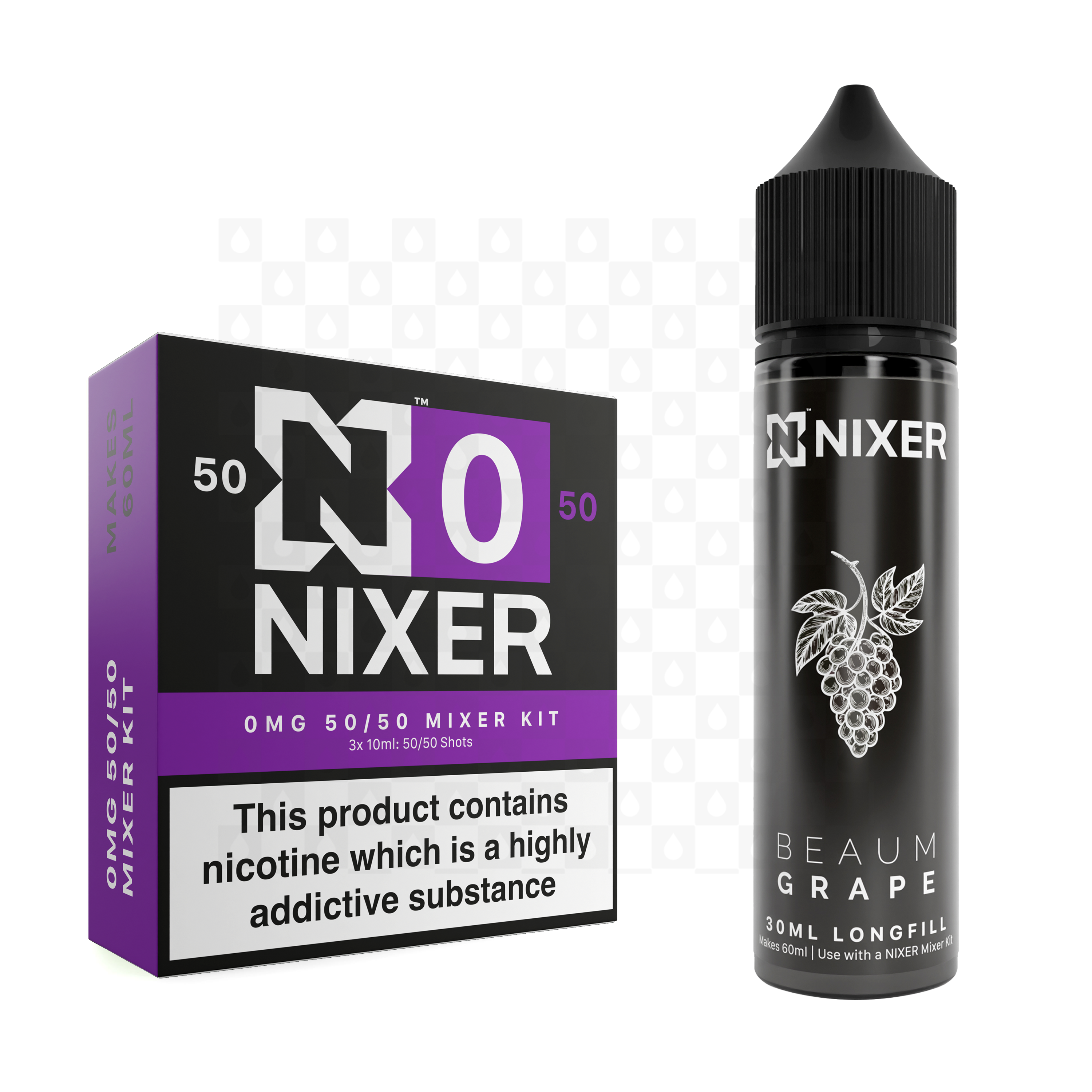 BEAUM x Nixer Grape e-liquid and mixer kit