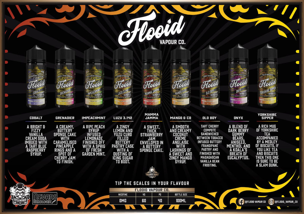 Flooid shortfill range including Yorkshire Sipper